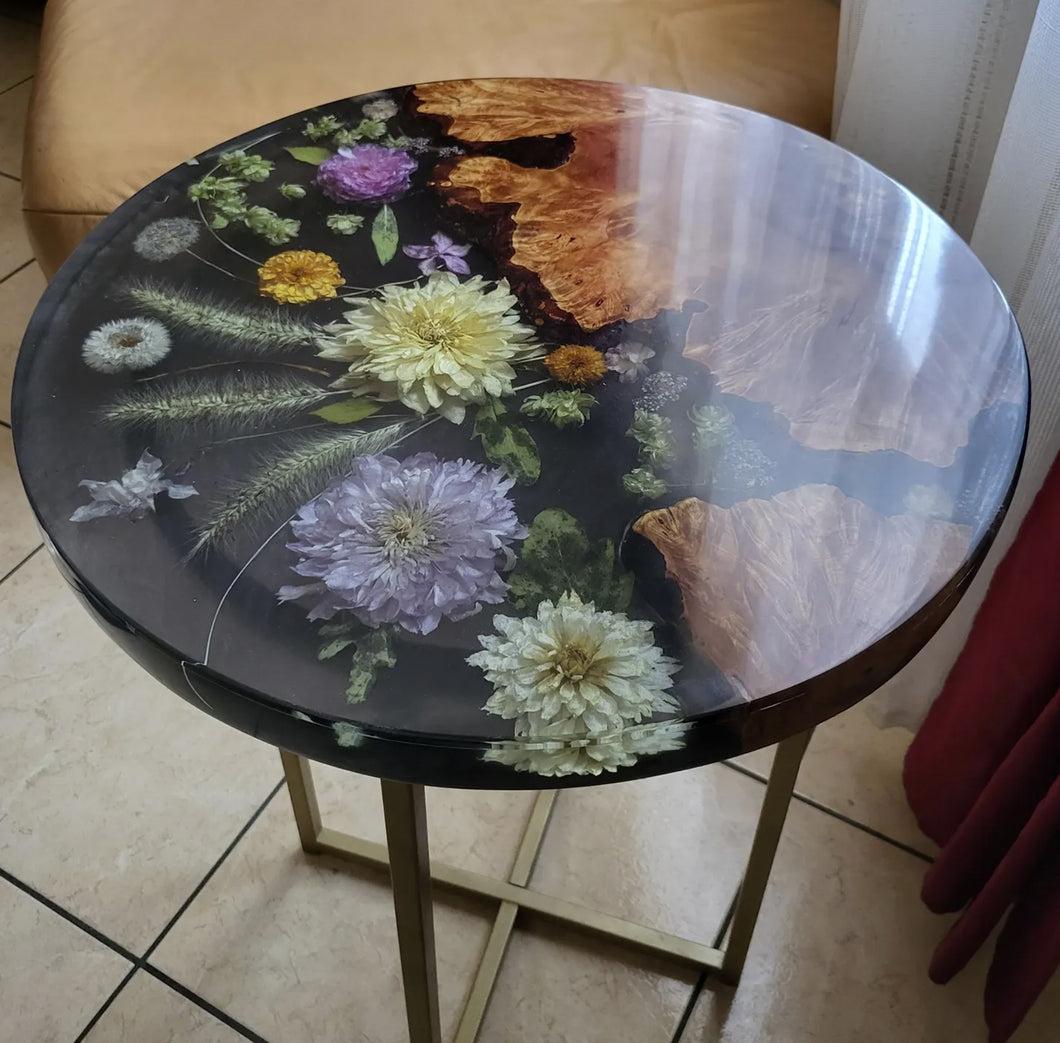 Handcrafted Floral Resin Coffee Table – Modern Round Decorative Side Table for Garden & Balcony - Image 5