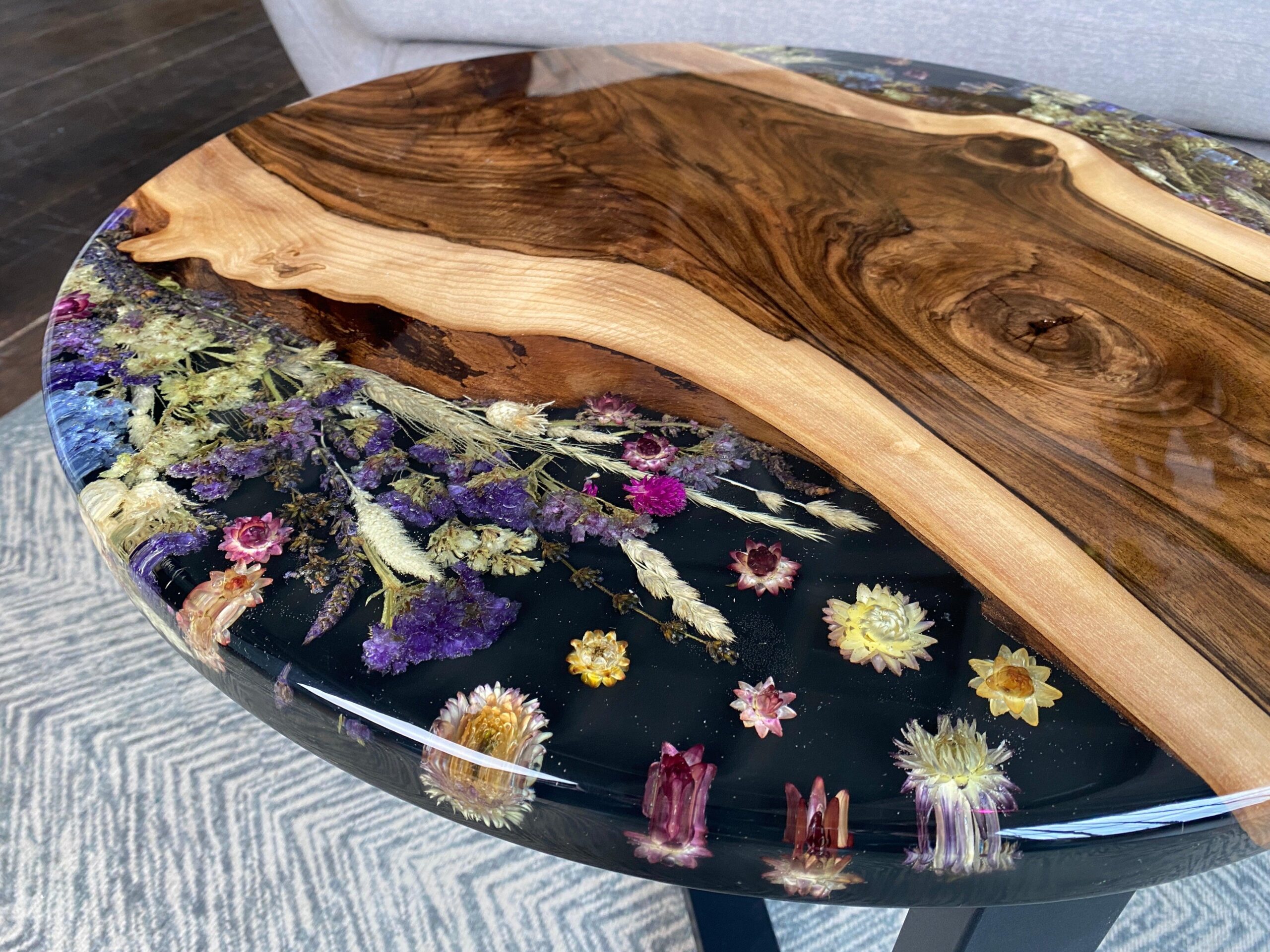Handcrafted Floral Resin Coffee Table – Modern Round Decorative Side Table for Garden & Balcony - Image 8